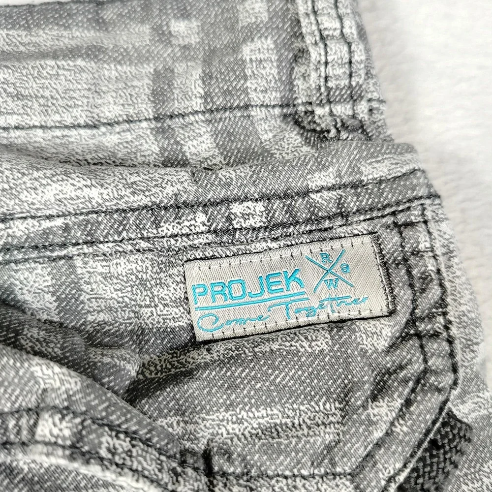 Projek Raw Cargo Shorts Mens 36 Gray Plaid Canvas Relaxed Fit Casual Summer